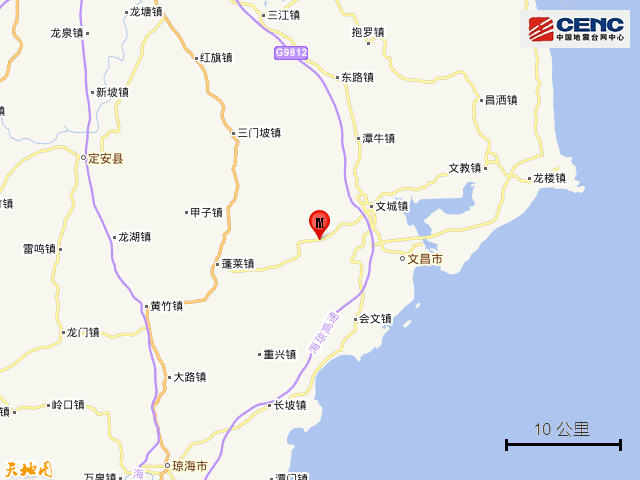 海南文昌市发生2.9级地震